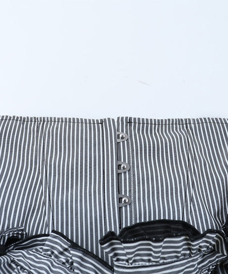 Victorian Goth Corset Waist Striped Mini Skirt - Spooky Chic Fall Fashion