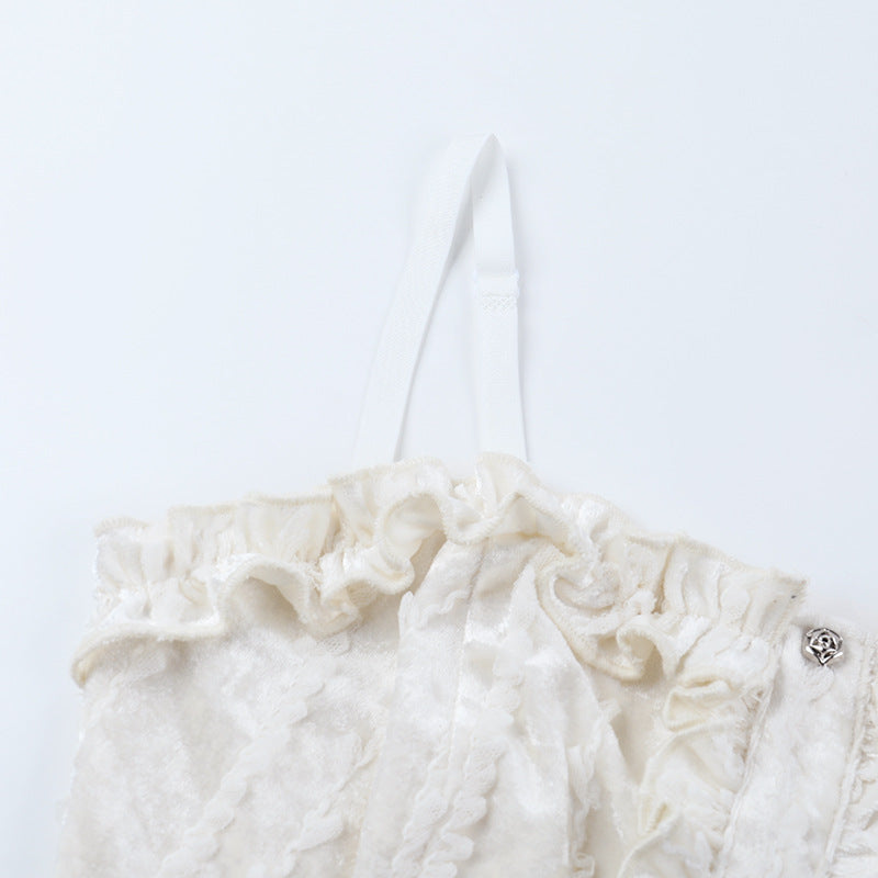 Enchanting Gothic Velvet Corset Mini Dress | Lace Ruffles & Buckles for Fall & Halloween