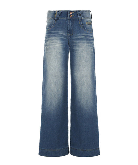 Effortless Fall Chic: Women's Mid-Rise Wide-Leg Stretch Denim Jeans