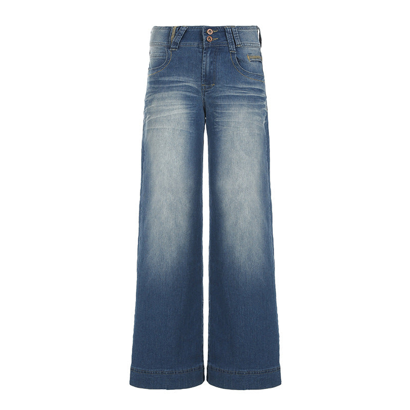 Effortless Fall Chic: Women's Mid-Rise Wide-Leg Stretch Denim Jeans