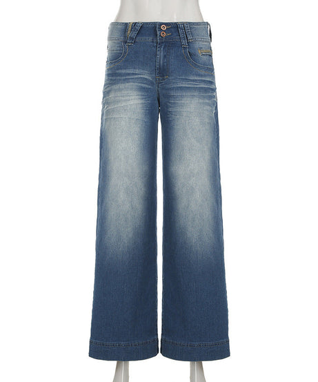 Effortless Fall Chic: Women's Mid-Rise Wide-Leg Stretch Denim Jeans