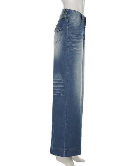 Effortless Fall Chic: Women's Mid-Rise Wide-Leg Stretch Denim Jeans