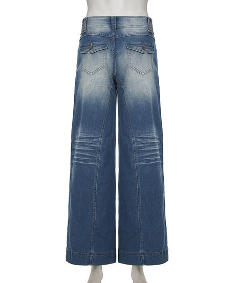 Effortless Fall Chic: Women's Mid-Rise Wide-Leg Stretch Denim Jeans