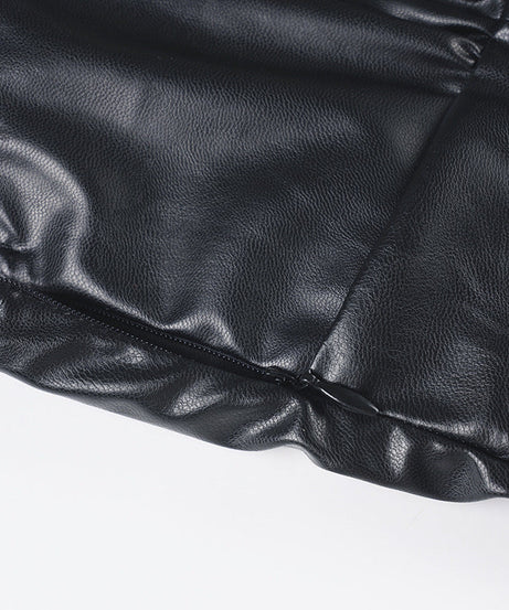 Sleek & Chic Faux Leather V-Neck Cami Midi Dress with Sassy Slit | Fall & Holiday Party Essential