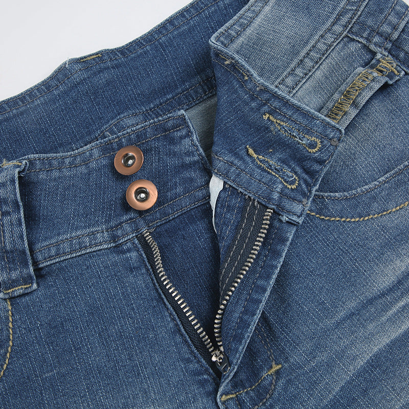 Effortless Fall Chic: Women's Mid-Rise Wide-Leg Stretch Denim Jeans