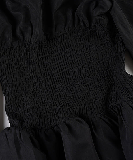 Fall Gothic Romance Off-Shoulder Ruffle Top - Bell Sleeve Lace Peplum Mini Dress for Women