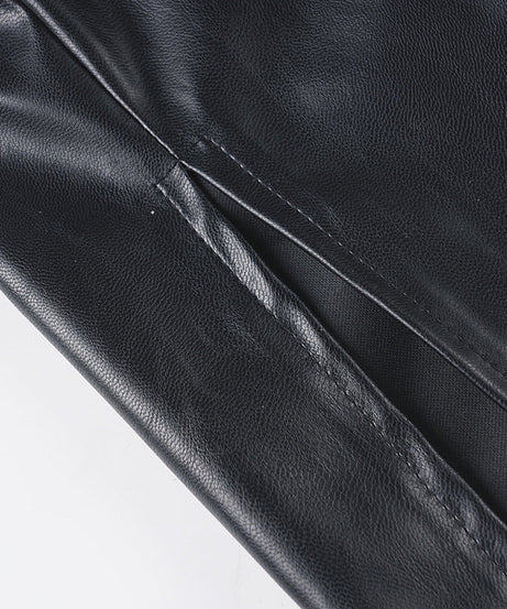 Sleek & Chic Faux Leather V-Neck Cami Midi Dress with Sassy Slit | Fall & Holiday Party Essential