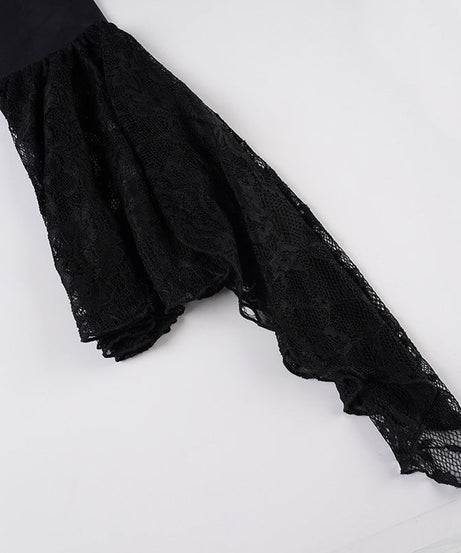 Fall Gothic Romance Off-Shoulder Ruffle Top - Bell Sleeve Lace Peplum Mini Dress for Women