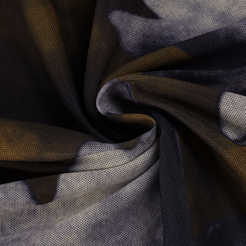 Autumn Bloom Asymmetrical Mesh Midi Skirt - Dark Floral Chic for Fall