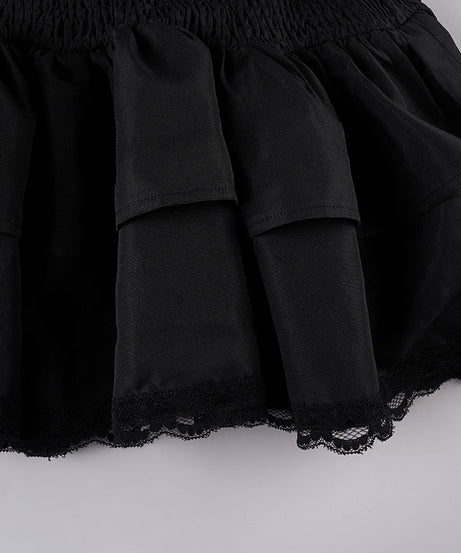 Fall Gothic Romance Off-Shoulder Ruffle Top - Bell Sleeve Lace Peplum Mini Dress for Women