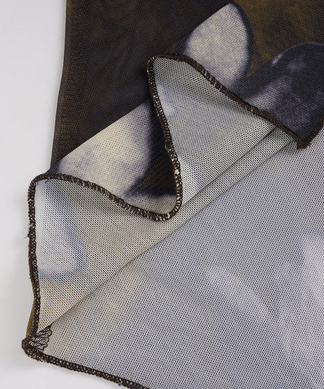 Autumn Bloom Asymmetrical Mesh Midi Skirt - Dark Floral Chic for Fall