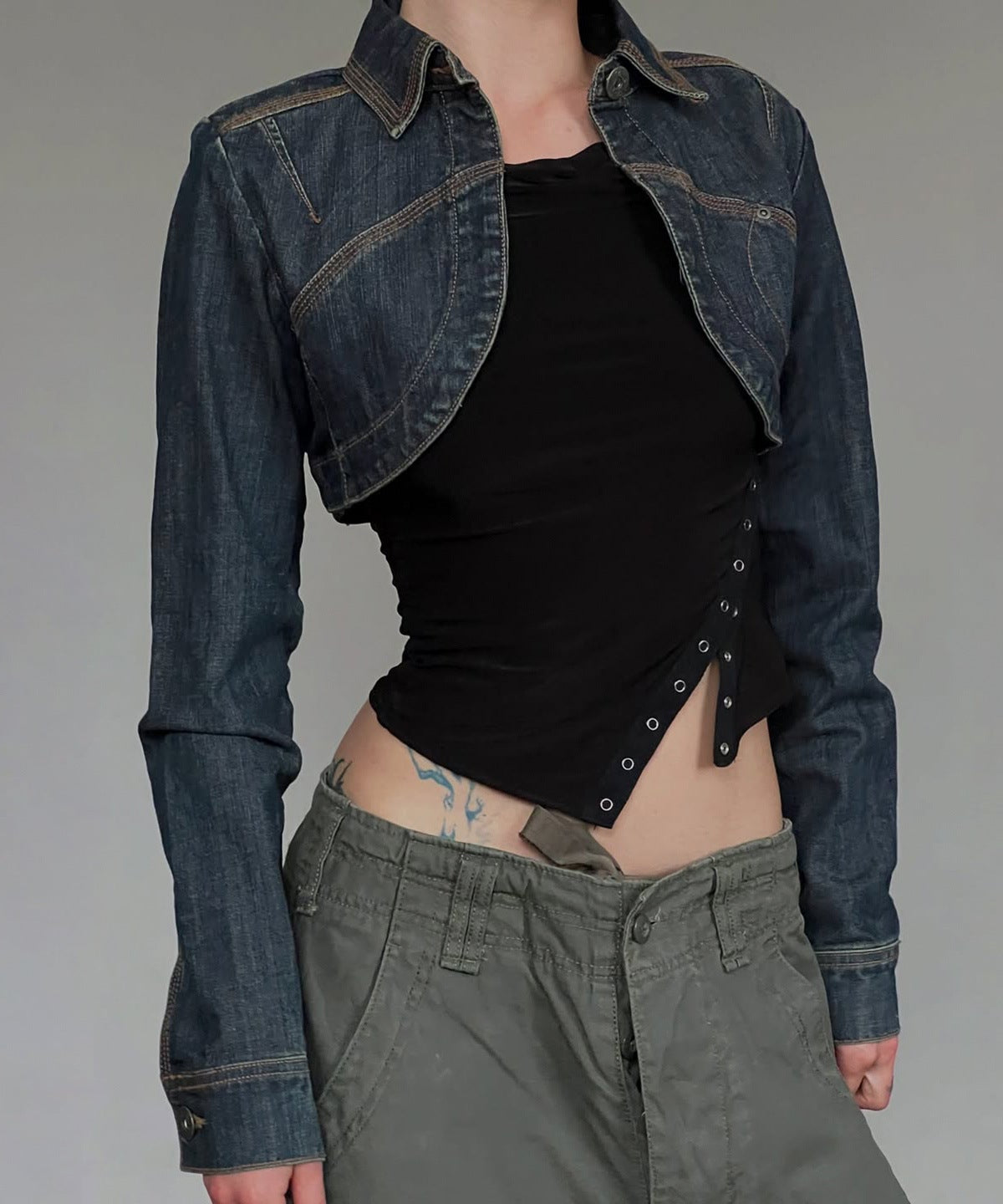 Y2K Cropped Denim Jacket for Women | Fall Fashion & Street Style Shrug