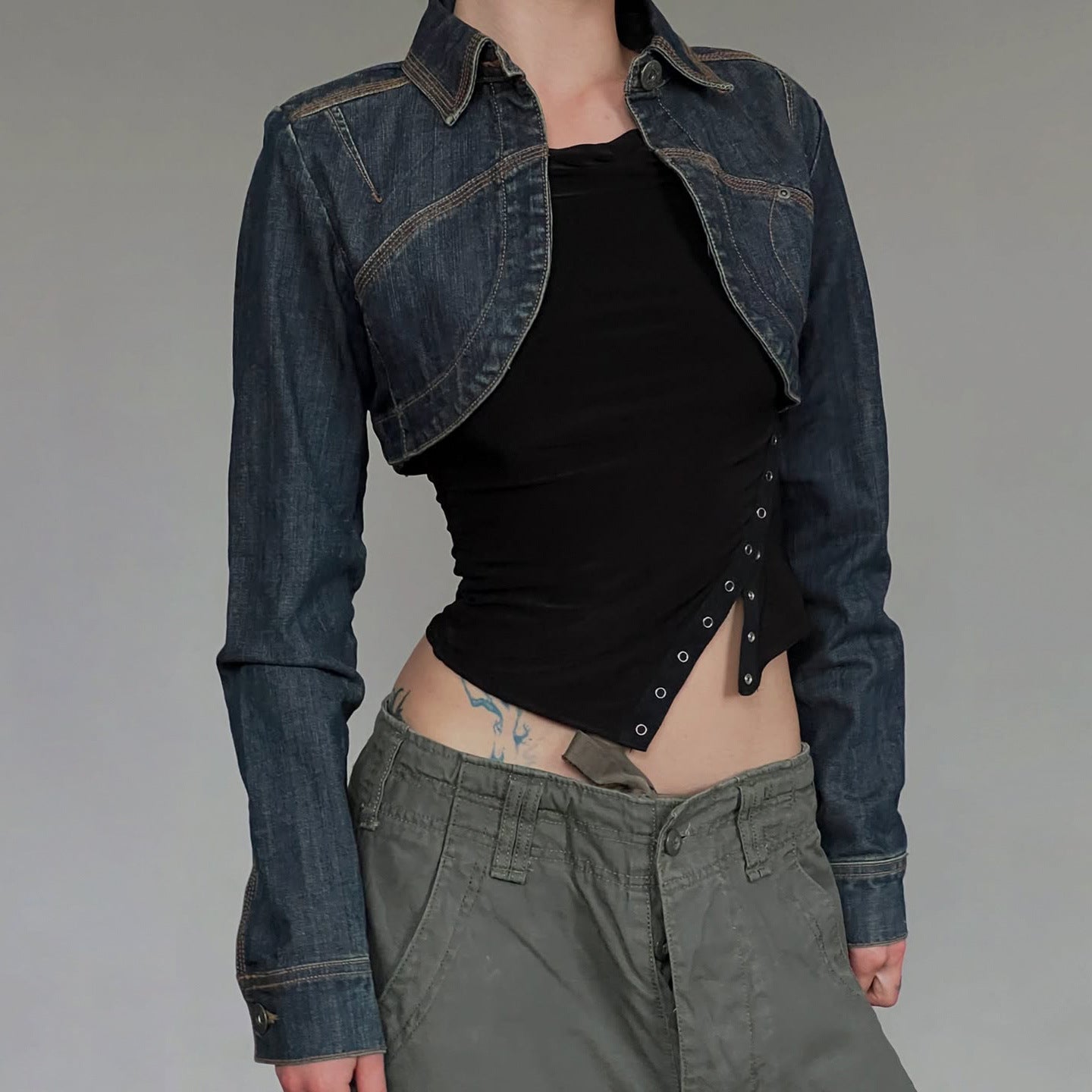 Y2K Cropped Denim Jacket for Women | Fall Fashion & Street Style Shrug