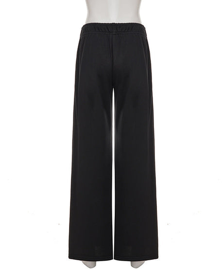Iconic NYC Style: Black 'NEW YORK' Graphic Wide-Leg Lounge Pants – Fall Fashion Essential