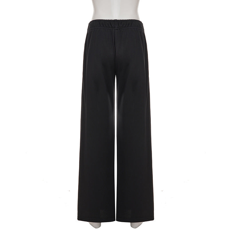 Iconic NYC Style: Black 'NEW YORK' Graphic Wide-Leg Lounge Pants – Fall Fashion Essential