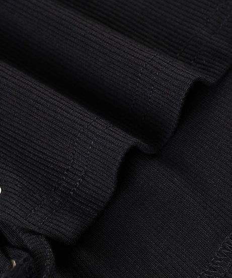 Spooky Chic Lace-Up Ribbed Long Sleeve Top - Edgy Goth Eyelet Fall Fashion