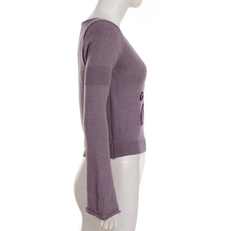 Chic Mauve Orchid Bloom V-Neck Knit Sweater - Your Fall Style Essential