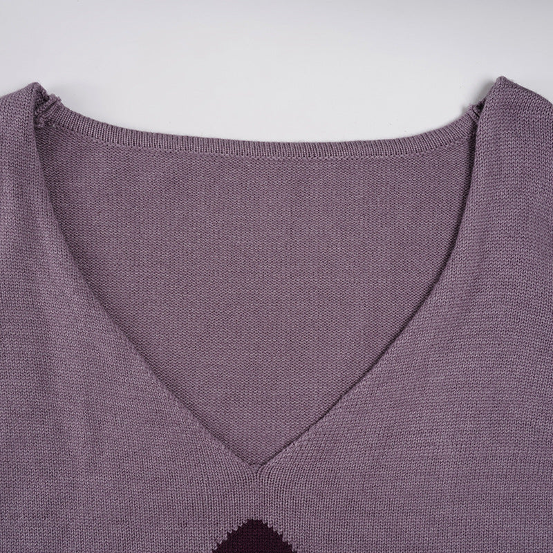 Chic Mauve Orchid Bloom V-Neck Knit Sweater - Your Fall Style Essential