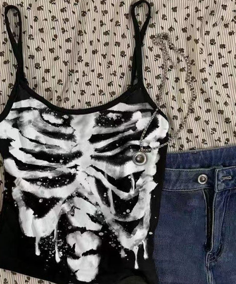 Spooky Season Skeleton Rib Cage Cami Top | Edgy Halloween & Alt Fashion