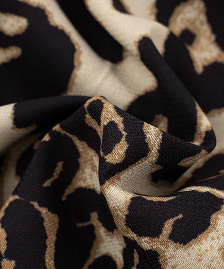 The Sahara Sunset Leopard Halter Top | Plunge Neck & Gold Sun Slit for Fall Parties