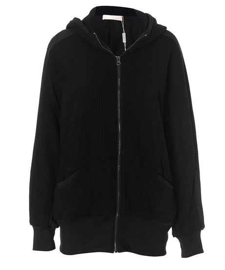 Cozy Chic Waffle Knit Zip-Up Hoodie for Women - Your Fall & Winter Everyday Essential