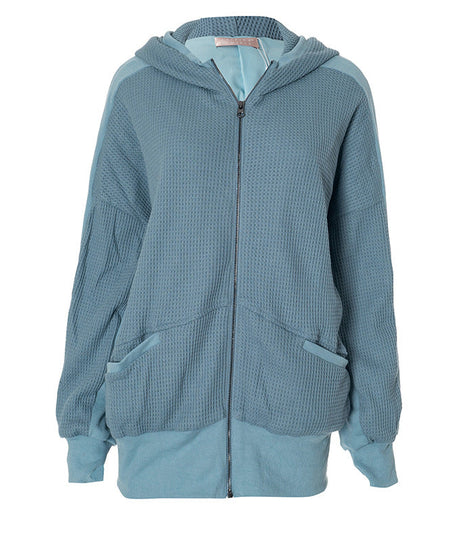 Cozy Chic Waffle Knit Zip-Up Hoodie for Women - Your Fall & Winter Everyday Essential