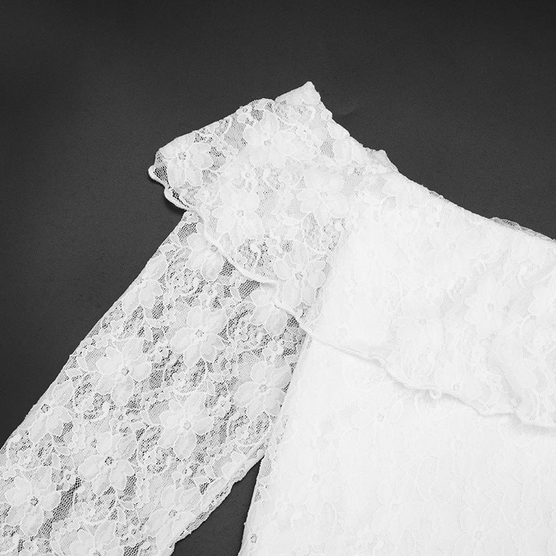 Ethereal Lace Off-Shoulder Top | Asymmetric Flowing Hem | Romantic Fall & Halloween Chic