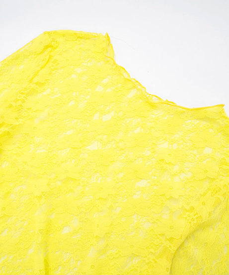 Sunshine Yellow Lace Maxi Dress with Bell Sleeves & High Slit - Your Daring Fall Getaway & Event Statement