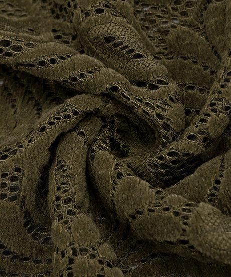 Chic Olive Green Lace V-Neck Top - Effortless Fall Layering Essential