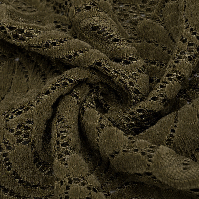 Chic Olive Green Lace V-Neck Top - Effortless Fall Layering Essential