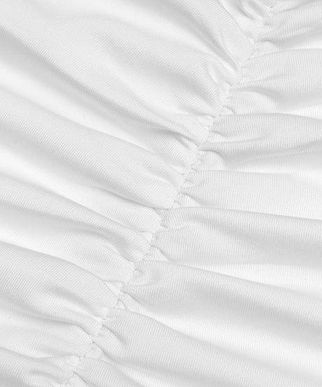 Daring Elegance: White Long Sleeve Ruched Cutout Maxi Dress | Fall & Holiday Event Ready