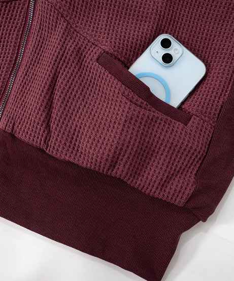 Cozy Chic Waffle Knit Zip-Up Hoodie for Women - Your Fall & Winter Everyday Essential