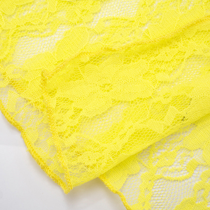 Sunshine Yellow Lace Maxi Dress with Bell Sleeves & High Slit - Your Daring Fall Getaway & Event Statement