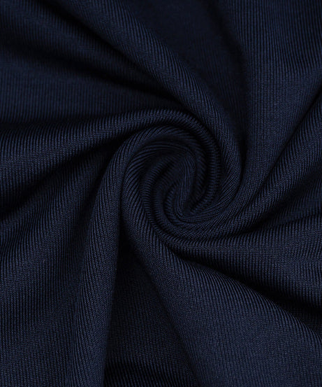 Fall Chic: Midnight Navy Long Sleeve Ruched Bodycon Mini Dress with Draped Front