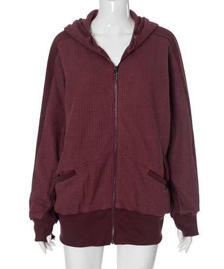 Cozy Chic Waffle Knit Zip-Up Hoodie for Women - Your Fall & Winter Everyday Essential
