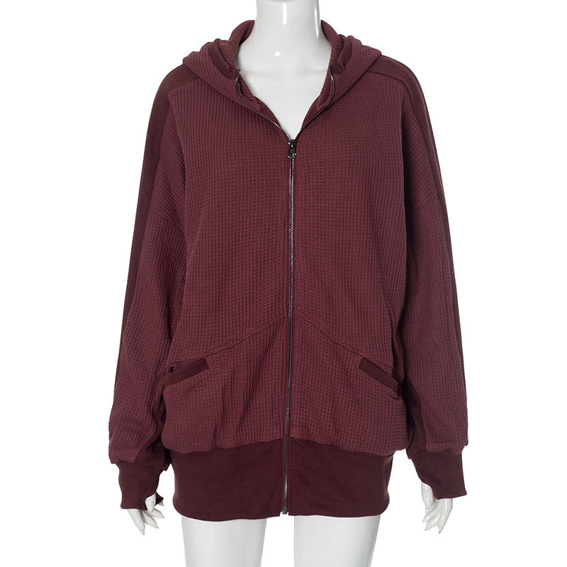 Cozy Chic Waffle Knit Zip-Up Hoodie for Women - Your Fall & Winter Everyday Essential