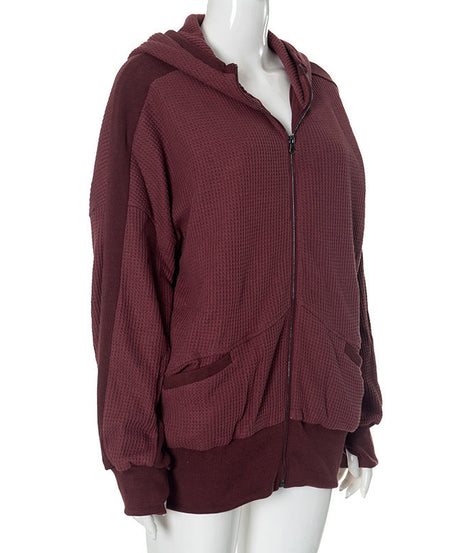 Cozy Chic Waffle Knit Zip-Up Hoodie for Women - Your Fall & Winter Everyday Essential