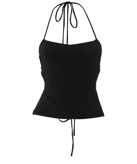 The 'It Girl' Black Halter Tie-Back Tank Top - Your Versatile Fall & Holiday Essential