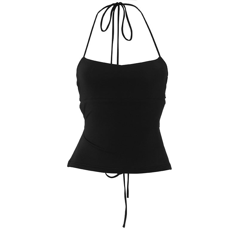 The 'It Girl' Black Halter Tie-Back Tank Top - Your Versatile Fall & Holiday Essential