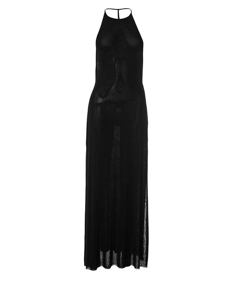 Fall & Holiday Ready: Daring Black Sheer Halter Backless Maxi Dress
