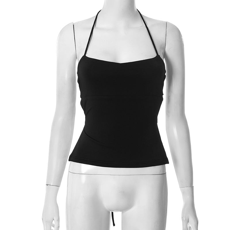 The 'It Girl' Black Halter Tie-Back Tank Top - Your Versatile Fall & Holiday Essential