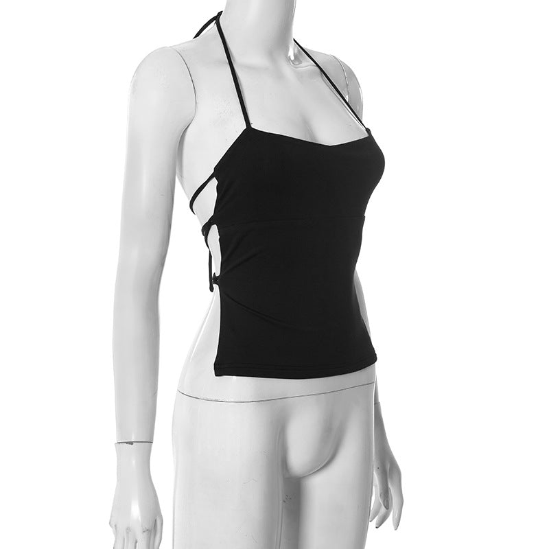The 'It Girl' Black Halter Tie-Back Tank Top - Your Versatile Fall & Holiday Essential