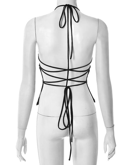 The 'It Girl' Black Halter Tie-Back Tank Top - Your Versatile Fall & Holiday Essential