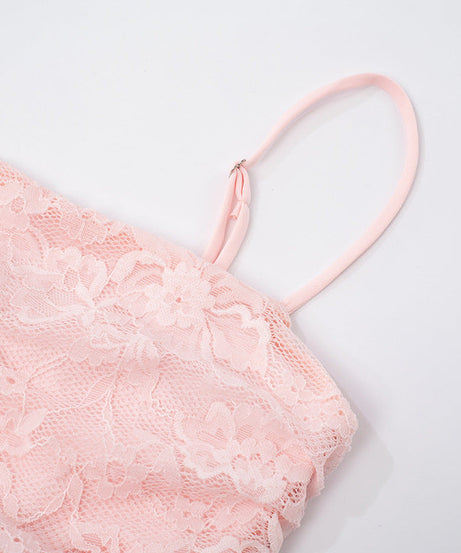 Blush Pink Lace Ruched Mini Dress - Elegant Square Neck Cami for Fall & Holiday Parties