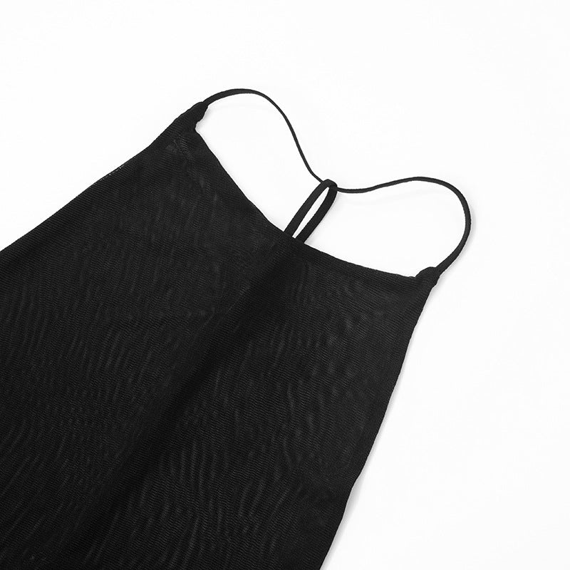 Fall & Holiday Ready: Daring Black Sheer Halter Backless Maxi Dress