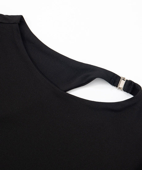 Chic Black Long Sleeve Bodysuit for Women | Keyhole Back Stretch Knit Top | Fall & Winter Layering Essential