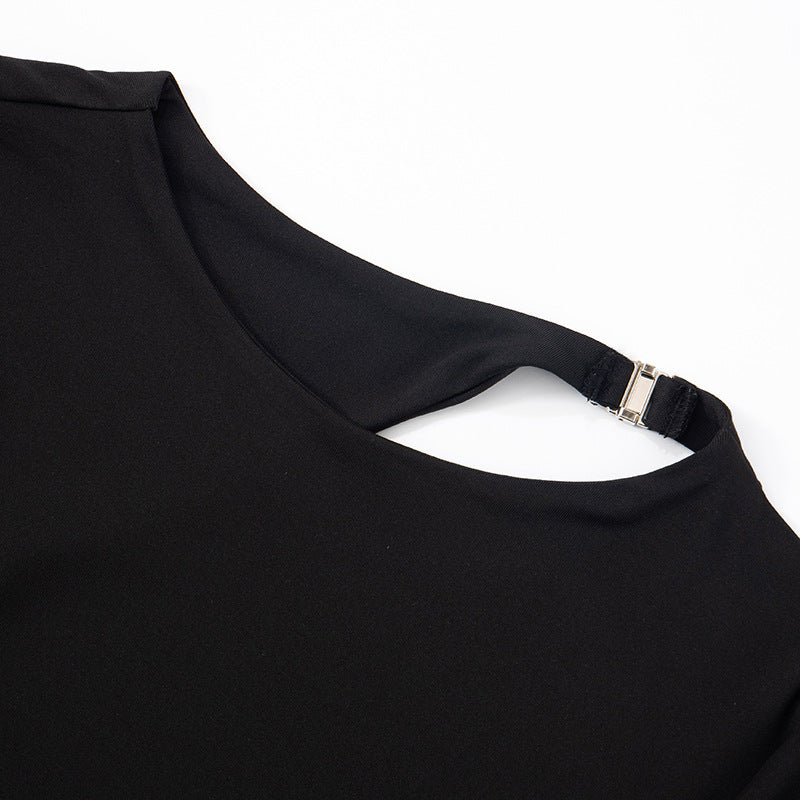 Chic Black Long Sleeve Bodysuit for Women | Keyhole Back Stretch Knit Top | Fall & Winter Layering Essential