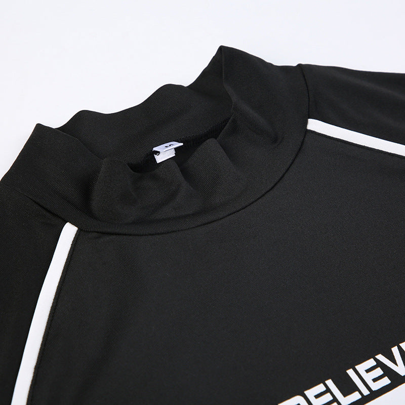 "Believe In Light" Empowering High Neck Bodysuit – Chic Fall Layering & Athleisure Essential