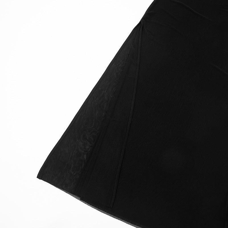 Fall & Holiday Ready: Daring Black Sheer Halter Backless Maxi Dress