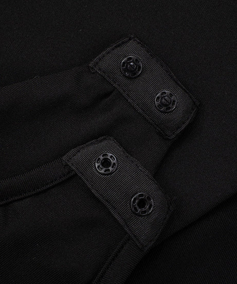 Chic Black Long Sleeve Bodysuit for Women | Keyhole Back Stretch Knit Top | Fall & Winter Layering Essential